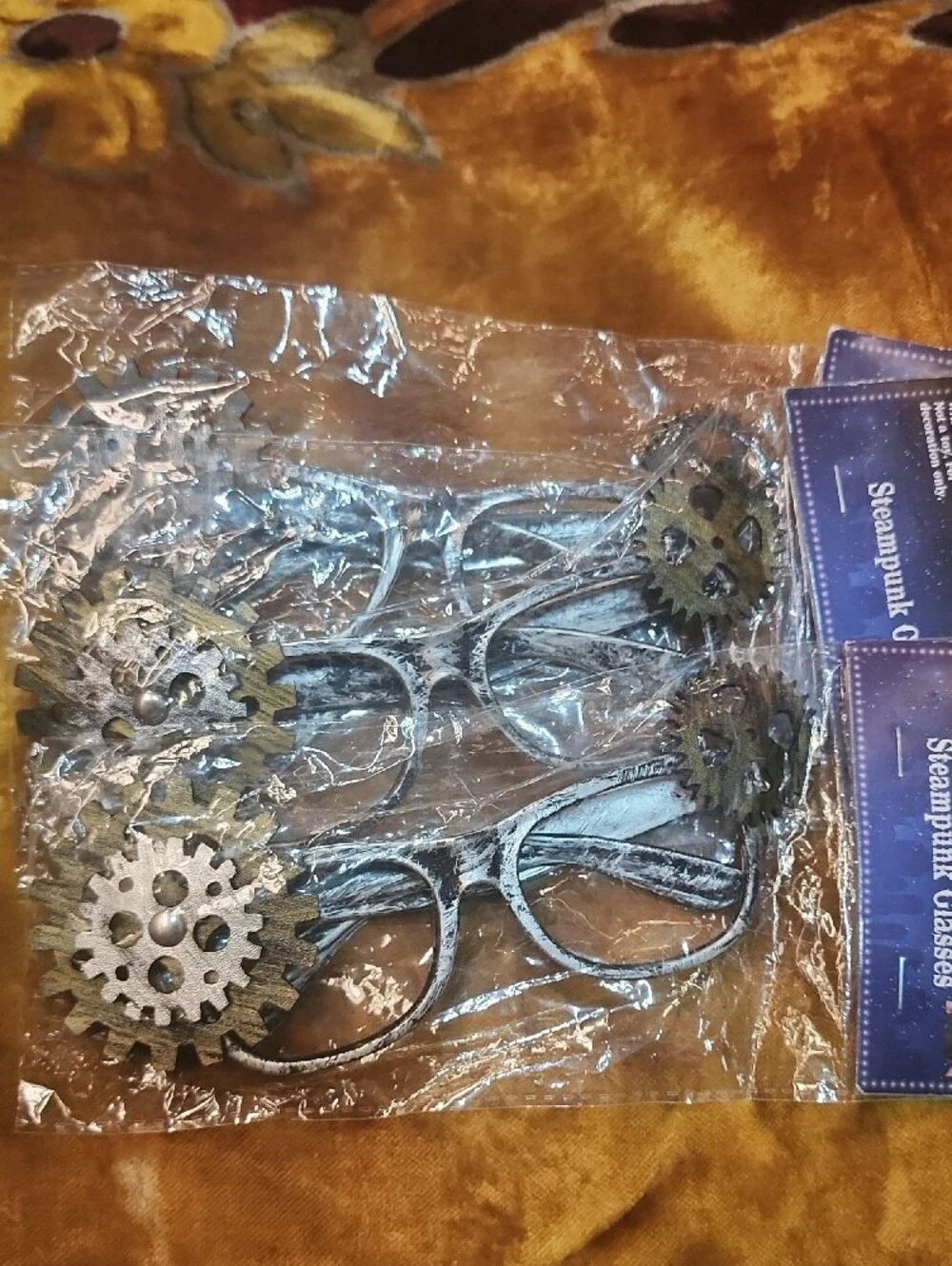 (6pc) Steampunk Gear Costume Glasses - Bronze Metallic And Silver